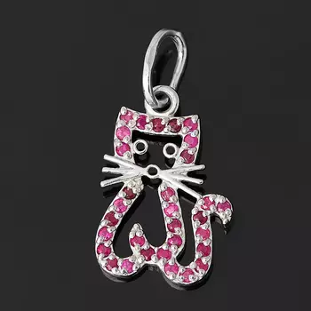 Кулон рубин (серебро 925 пр. родир. бел.) огранка