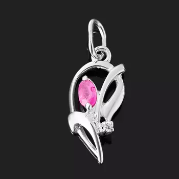 Кулон рубин (серебро 925 пр. родир. бел.) огранка