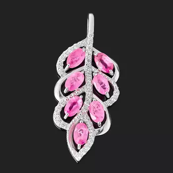 Кулон рубин (серебро 925 пр. родир. бел.) огранка