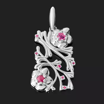Кулон рубин (серебро 925 пр. родир. бел.) огранка
