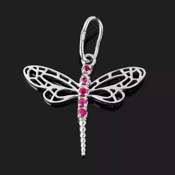 Кулон рубин (серебро 925 пр. родир. бел.) огранка