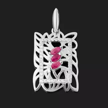 Кулон рубин (серебро 925 пр. родир. бел.) огранка
