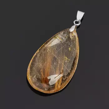 Кулон рутиловый кварц (биж. сплав) капля 4 см