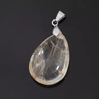 Кулон рутиловый кварц (биж. сплав) капля 4,5 см