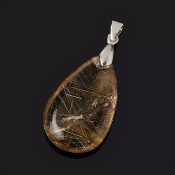 Кулон рутиловый кварц (биж. сплав) капля 4 см