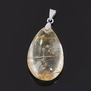 Кулон рутиловый кварц (биж. сплав) капля 4 см