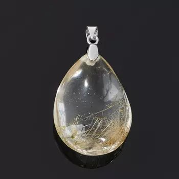 Кулон рутиловый кварц (биж. сплав) капля 4 см