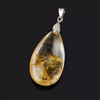 Кулон рутиловый кварц (биж. сплав) капля 5 см