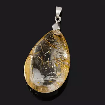 Кулон рутиловый кварц (биж. сплав) капля 5 см