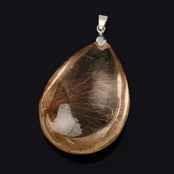 Кулон рутиловый кварц (биж. сплав) капля 6 см