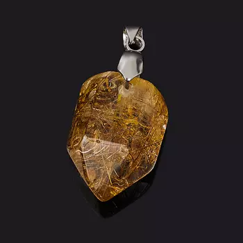 Кулон рутиловый кварц (биж. сплав) кристалл огранка 3,5 см