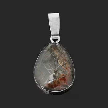 Кулон рутиловый кварц капля (нейзильбер)