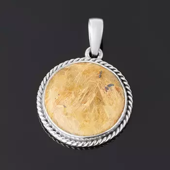Кулон рутиловый кварц (серебро 925 пр. оксидир.) круг