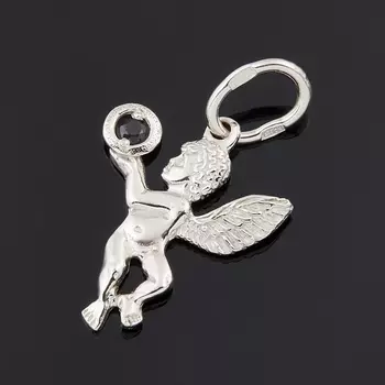 Кулон сапфир Ангел-хранитель огранка (серебро 925 пр. родир. бел.)