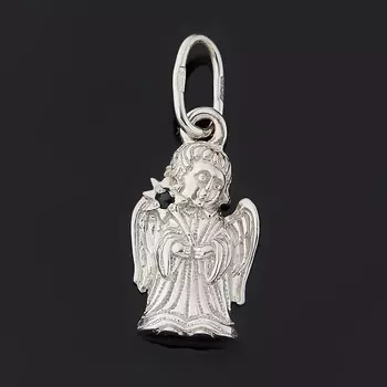 Кулон сапфир Ангел-хранитель огранка (серебро 925 пр. родир. бел.)