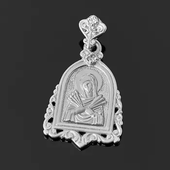 Кулон сапфир Богоматерь Семистрельная огранка (серебро 925 пр. родир. бел.)