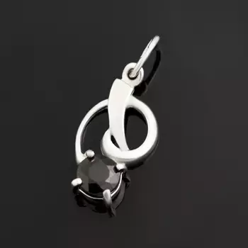 Кулон сапфир черный огранка (серебро 925 пр. родир. бел.)