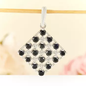 Кулон сапфир черный огранка (серебро 925 пр.)