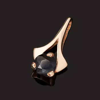 Кулон сапфир черный (серебро 925 пр. позолота) огранка