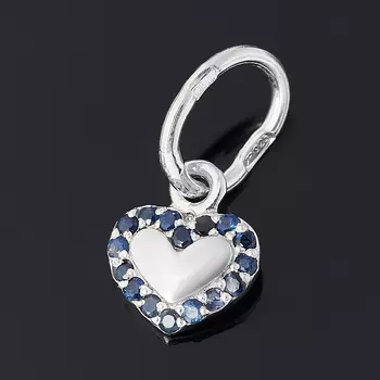 Кулон сапфир черный (серебро 925 пр. родир. бел.) сердечко огранка