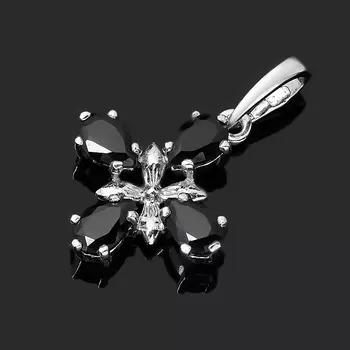 Кулон сапфир черный (серебро 925 пр. родир. бел.) огранка