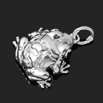 Кулон сапфир черный (серебро 925 пр. родир. бел.) лягушка огранка