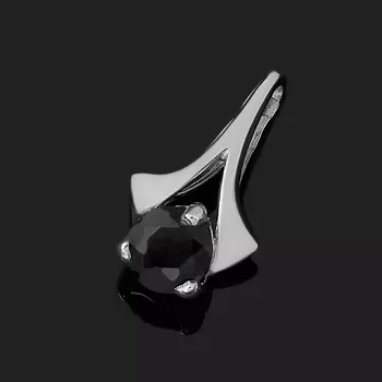 Кулон сапфир черный (серебро 925 пр. родир. бел.) огранка