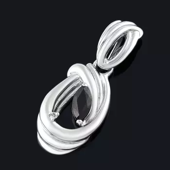 Кулон сапфир черный (серебро 925 пр. родир. бел.) огранка