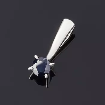 Кулон сапфир черный (серебро 925 пр. родир. бел.) огранка