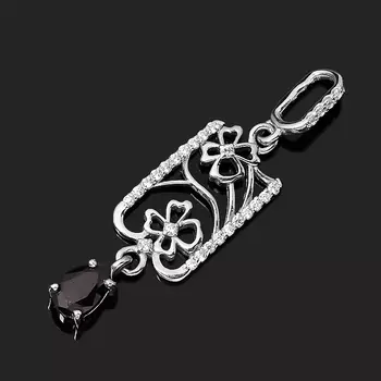 Кулон сапфир черный (серебро 925 пр. родир. бел.) огранка