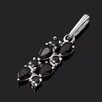 Кулон сапфир черный (серебро 925 пр. родир. бел.) огранка