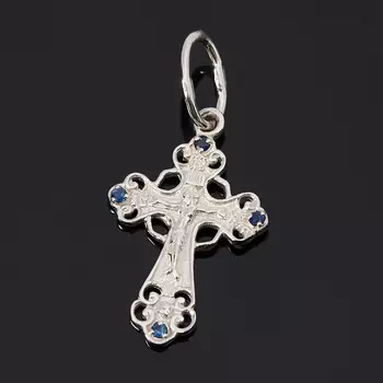 Кулон сапфир крест огранка (серебро 925 пр.)