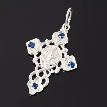 Кулон сапфир крест огранка (серебро 925 пр.)