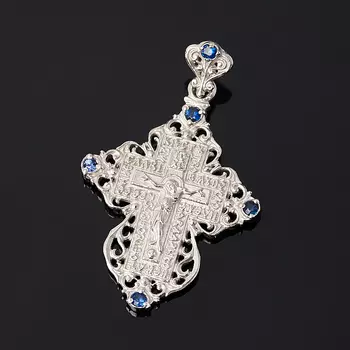 Кулон сапфир крест огранка (серебро 925 пр.)