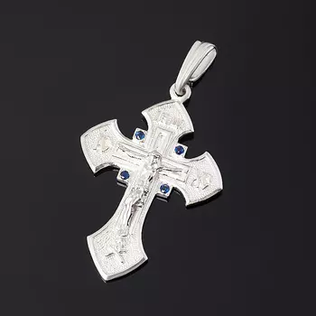 Кулон сапфир крест огранка (серебро 925 пр.)