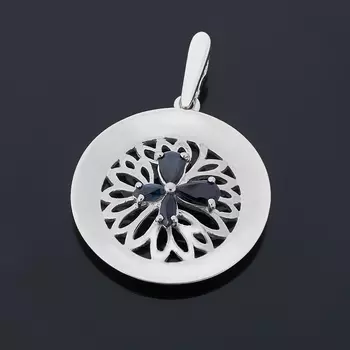 Кулон сапфир круг огранка (серебро 925 пр.)