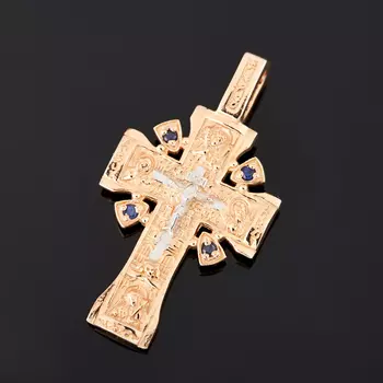 Кулон сапфир (серебро 925 пр. позолота) крест огранка