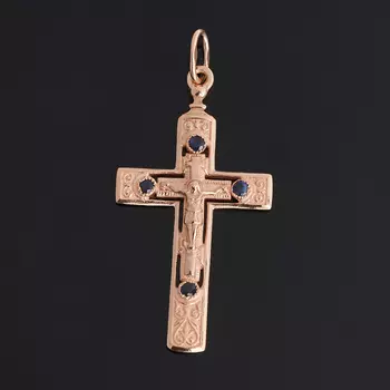 Кулон сапфир (серебро 925 пр. позолота) крест огранка