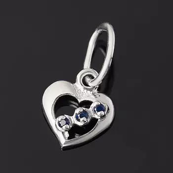 Кулон сапфир (серебро 925 пр. родир. бел.) сердечко огранка