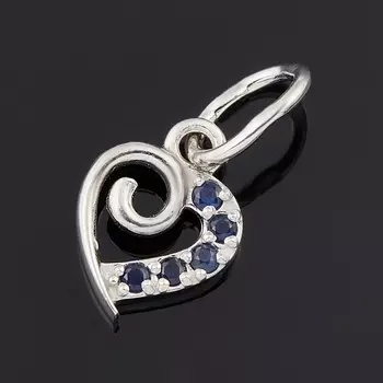 Кулон сапфир (серебро 925 пр. родир. бел.) сердечко огранка