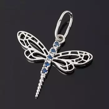 Кулон сапфир (серебро 925 пр. родир. бел.) огранка