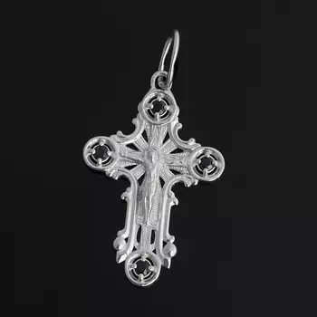 Кулон сапфир (серебро 925 пр. родир. бел.) крест огранка