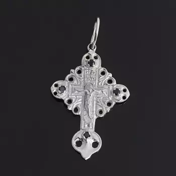 Кулон сапфир (серебро 925 пр. родир. бел.) крест огранка