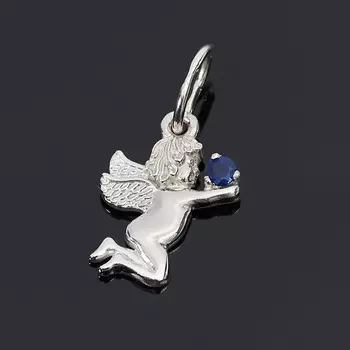 Кулон сапфир (серебро 925 пр. родир. бел.) огранка