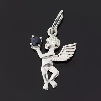 Кулон сапфир (серебро 925 пр. родир. бел.) огранка