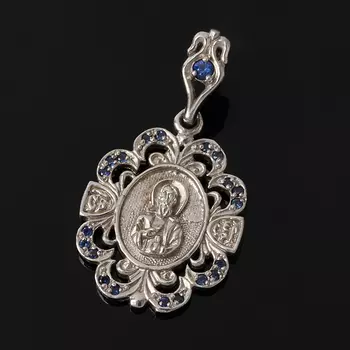 Кулон сапфир Сергий Радонежский огранка (серебро 925 пр.)