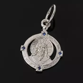 Кулон сапфир Спаситель огранка (серебро 925 пр.)