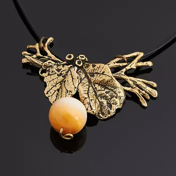 Кулон селенит (биж. сплав, бронза) 5,5 см