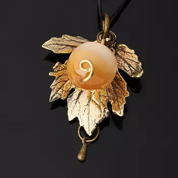 Кулон селенит (бронза, текстиль)