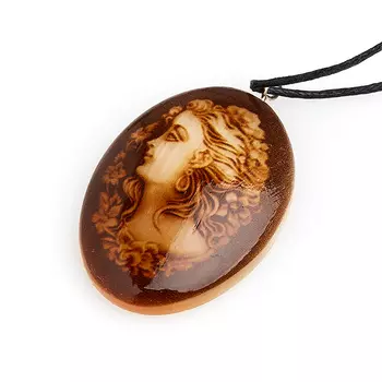 Кулон селенит Камея (биж. сплав) 4 см